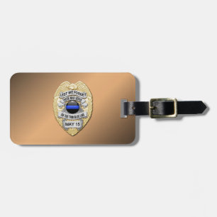Thin Blue Line Badge with Button on Reverse Luggage Tag