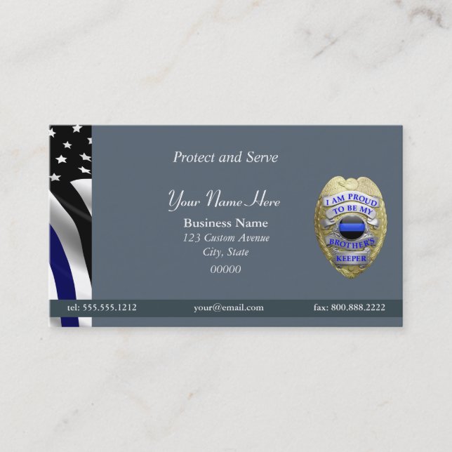 Thin Blue Line Brother's Keeper Badge Business Card (Front)