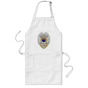 Thin Blue Line Button and Badge Long Apron