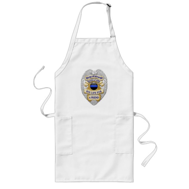 Thin Blue Line Button and Badge Long Apron (Front)