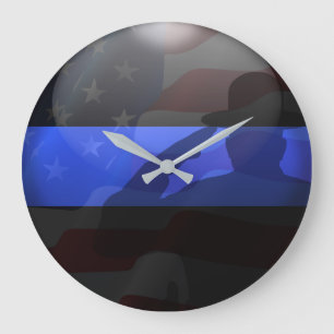 Thin Blue Line Campaign Hat Flag Salute Large Clock