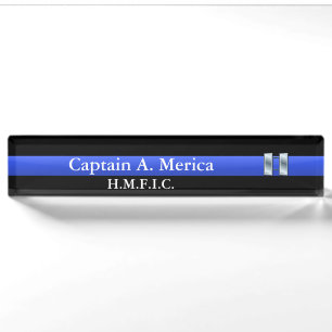Thin Blue Line - Captain Bars Rank Nameplate