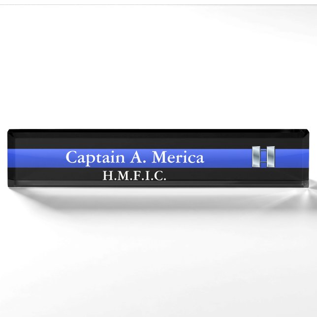 Thin Blue Line - Captain Bars Rank Nameplate (Front)