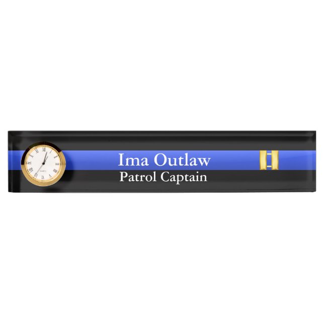 Thin Blue Line - Captain Bars Rank Nameplate (Front)