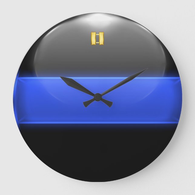 Thin Blue Line Captain Insignia Rank Large Clock (Front)