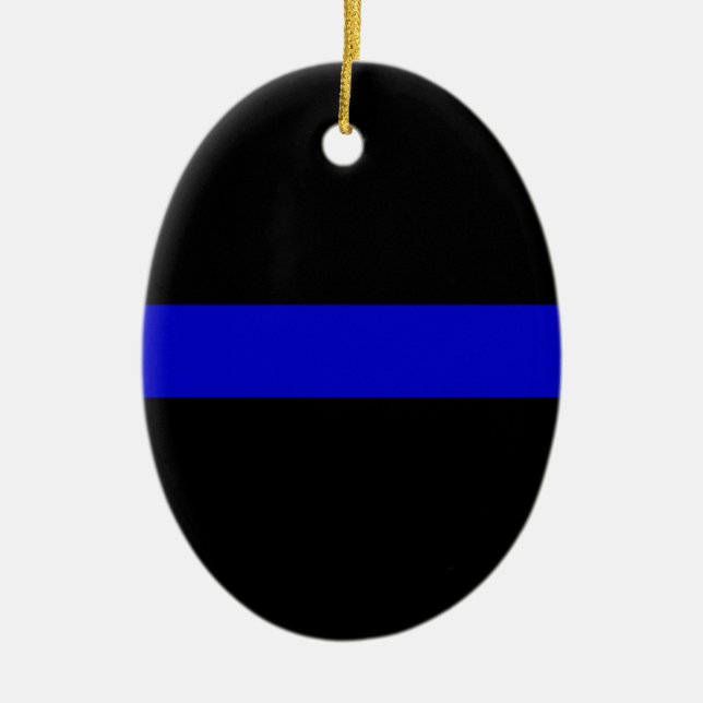 Thin Blue Line Ceramic Ornament (Front)