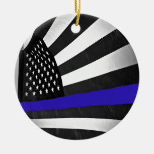 Thin Blue Line Ceramic Ornament