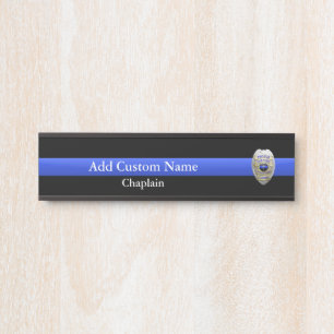 Thin Blue Line Chaplain Badge Door Sign