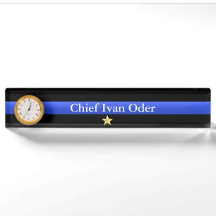 Thin Blue Line - Chief 1 Star Rank Nameplate