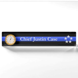 Thin Blue Line - Chief 5 Stars Rank Nameplate