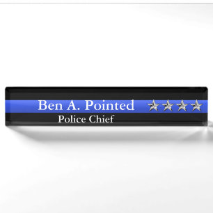 Thin Blue Line - Chief Four Stars Rank Nameplate