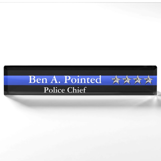 Thin Blue Line - Chief Four Stars Rank Nameplate (Front)