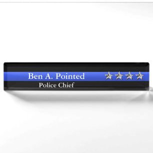 Thin Blue Line - Chief Four Stars Rank Nameplate
