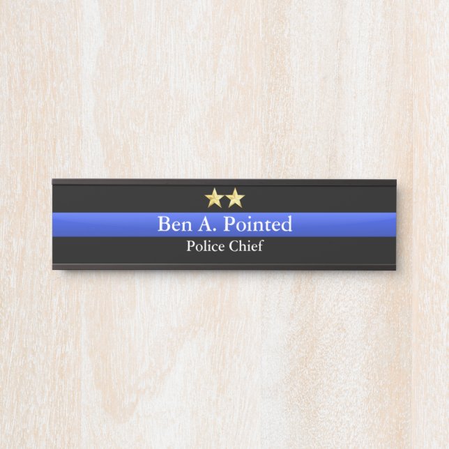 Thin Blue Line - Chief Gold Star Rank  Door Sign (Front)