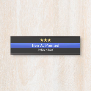 Thin Blue Line - Chief Gold Star Rank  Door Sign