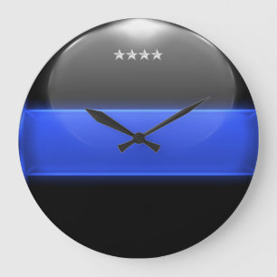 Thin Blue Line Chief Insignia Rank Large Clock