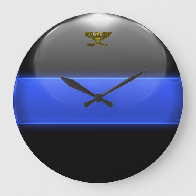 Thin Blue Line Chief Insignia Rank Large Clock (Front)