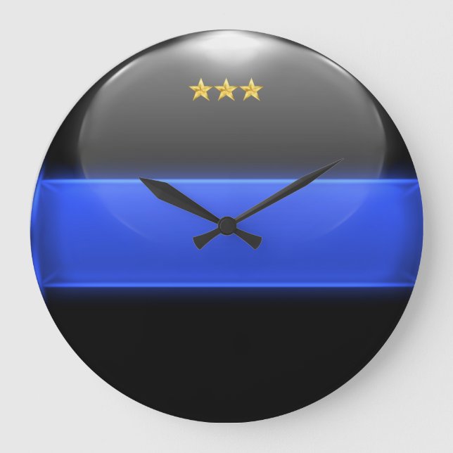 Thin Blue Line Chief Insignia Rank Large Clock (Front)