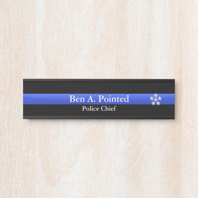Thin Blue Line - Chief Silver Star Rank  Door Sign (Front)
