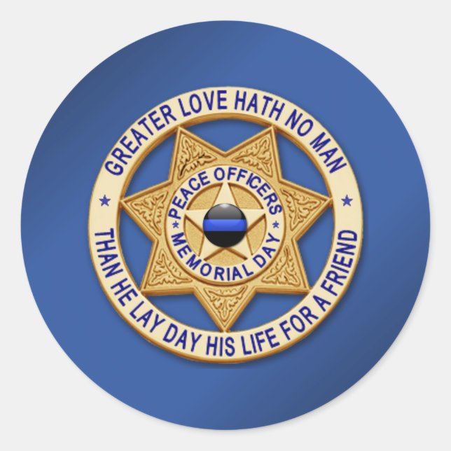 Thin Blue Line Classic Round Sticker (Front)