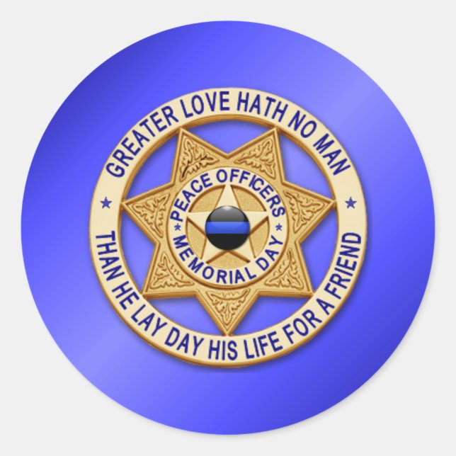Thin Blue Line Classic Round Sticker (Front)