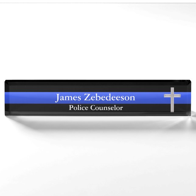 Thin Blue Line - Counsellor Cross Nameplate (Front)