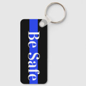 Thin Blue Line Custom Badge Number Police Officer Keychain (Back)
