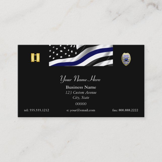 Thin Blue Line Custom Flag and Badge Business Card (Front)