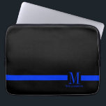 Thin Blue Line Custom Monogram Laptop Sleeve<br><div class="desc">A thin blue line indicative of the law-enforcement profession. This item features a custom monogram along with your name or your gift recipients name underneath it.</div>