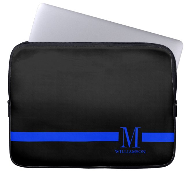 Thin Blue Line Custom Monogram Laptop Sleeve (Front)