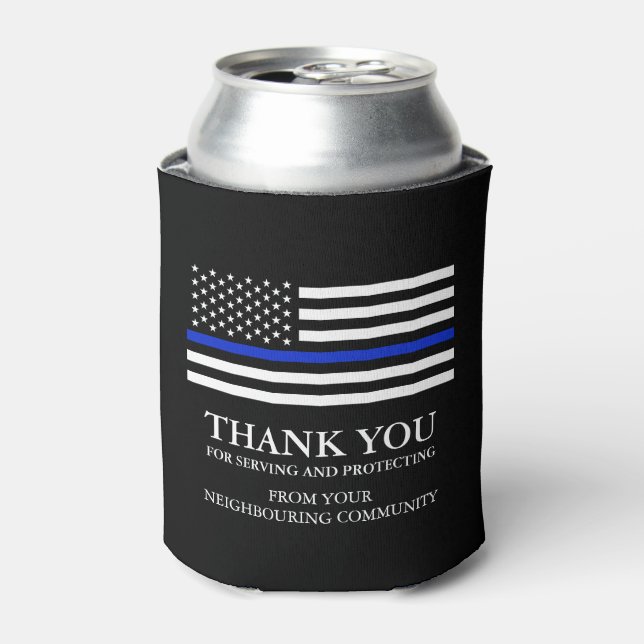 Thin Blue Line Custom Patriotic Thank You Can Cooler (Can Front)