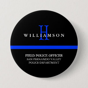 Thin Blue Line Custom Personal Title 3 Inch Round Button