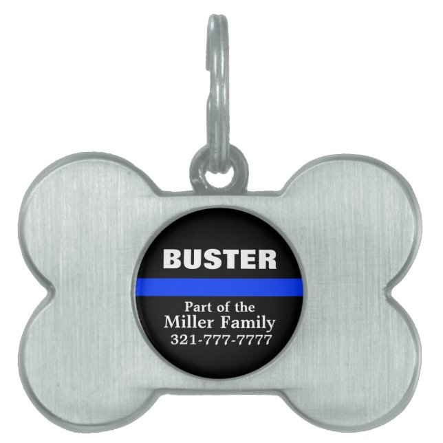 Thin Blue Line Custom Pet ID Tag (Front)