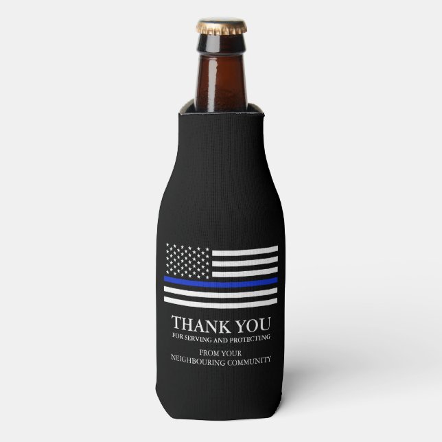 Thin Blue Line Custom Thank You Bottle Cooler (Bottle Front)