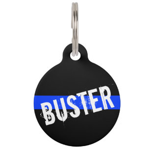 Thin Blue Line Customized Pet Name Pet Tag