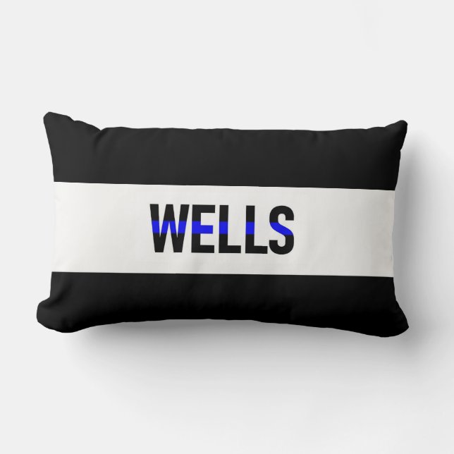 Thin Blue Line Customized Pillow! Law Enforcement Lumbar Pillow (Front)