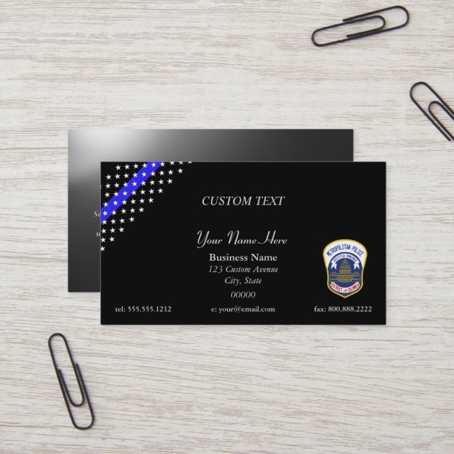 Thin Blue Line DC Metro Police Business Card (Front/Back In Situ)