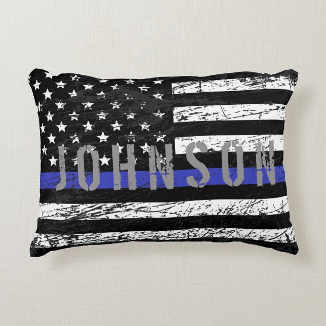 Thin Blue Line Decorative Pillow (Front)