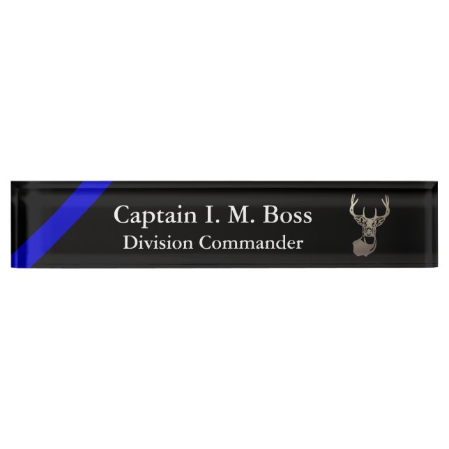 Thin Blue Line Deer Head Name Plate (Front)