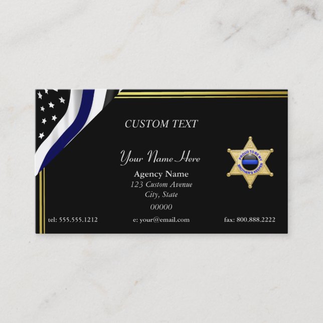 Thin Blue Line Deputy Badge Business Card (Front)