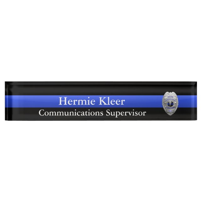 Thin Blue Line - Dispatcher Radio 911 Commo Plaque Nameplate (Front)