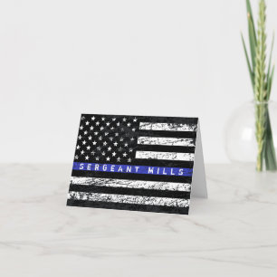 Thin Blue Line Distressed customizable greeting Card