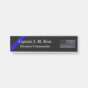 Thin Blue Line - Distressed Tattered Flag Door Sign