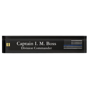 Thin Blue Line - Distressed Tattered Flag Nameplat Nameplate