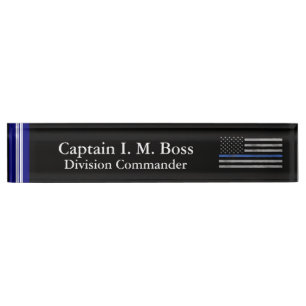 Thin Blue Line - Distressed Tattered Flag Nameplat Nameplate