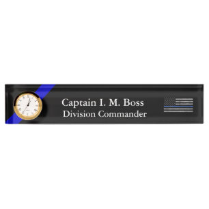 Thin Blue Line - Distressed Tattered Flag Nameplat Nameplate