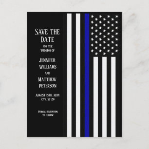 Thin Blue Line Flag Announcement Postcard