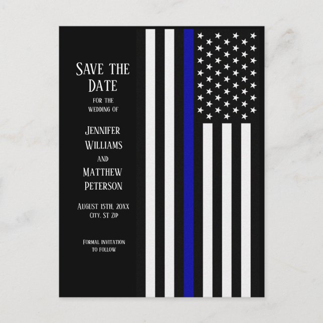 Thin Blue Line Flag Announcement Postcard (Front)