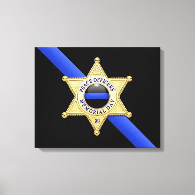 Thin Blue Line Flag & Badge Canvas Print (Front)