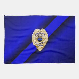 Thin Blue Line Flag & Badge Kitchen Towel